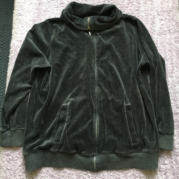 Jones New York Gray Velour Zip Up Jacket - Picture 2 of 6